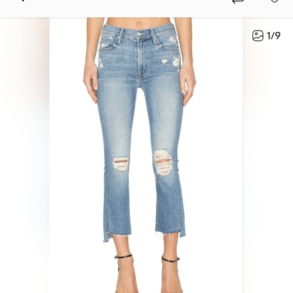 MOTHER Insider Crop Step Fray Jeans in Blue